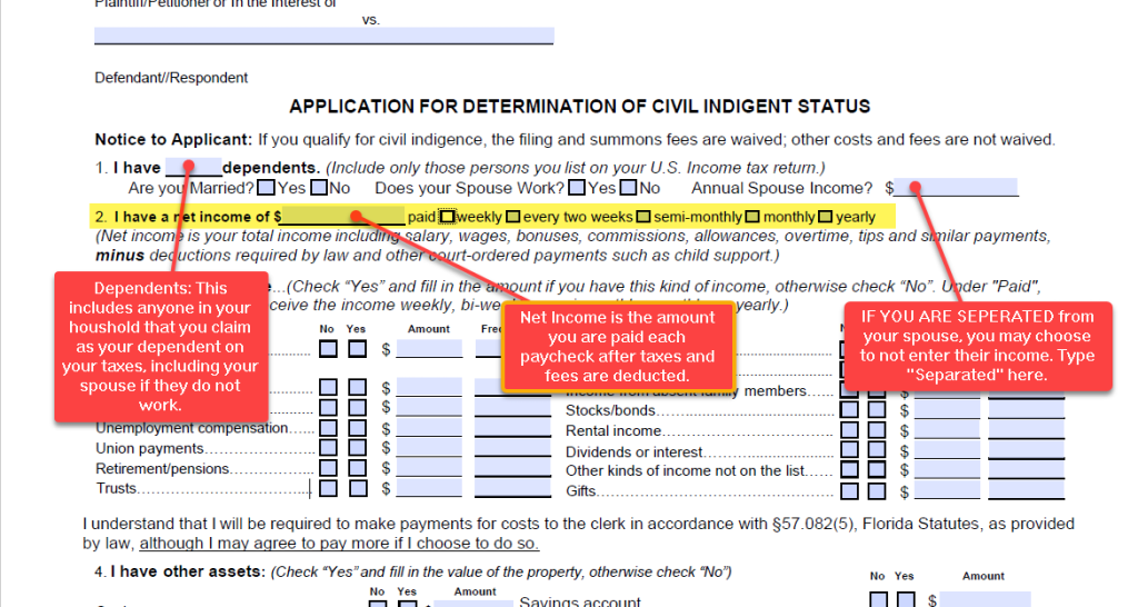 How To Complete The Application For Determination Of Civil Indigent Status Collier Clerk Of 3895