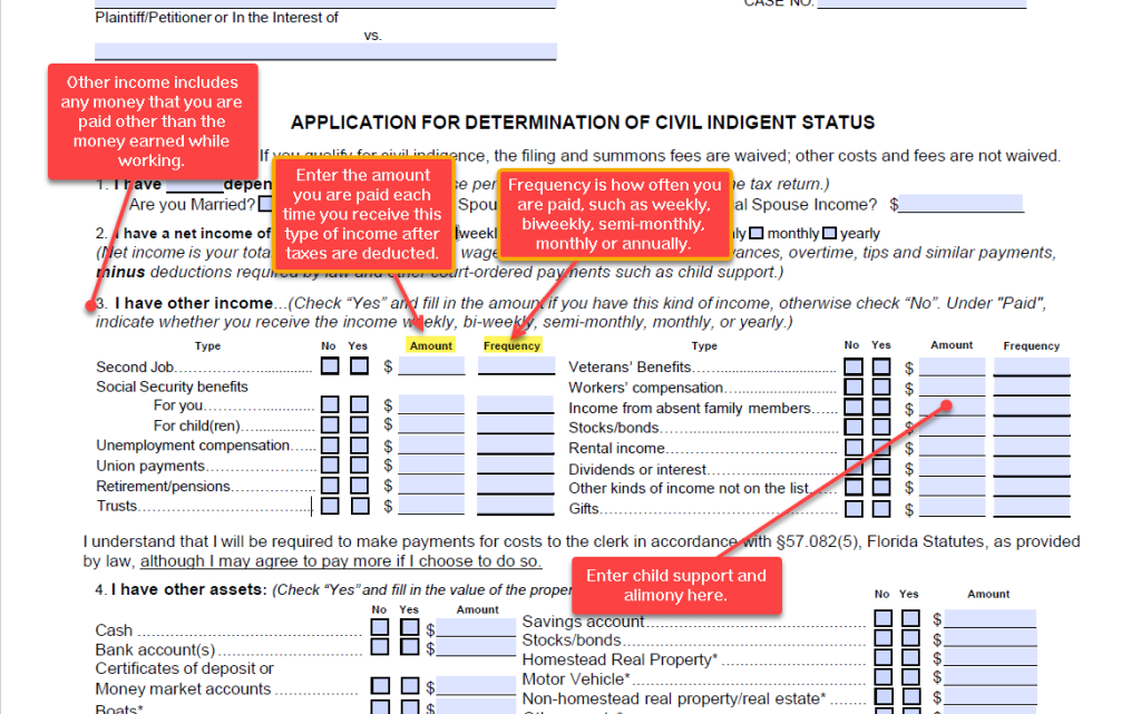How To Complete The Application For Determination Of Civil Indigent Status Collier Clerk Of 3027